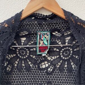 Johnny Was Black Crochet Lace Kimono Size S